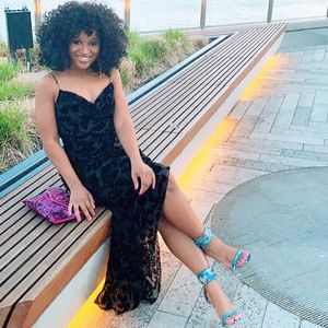 Black elegant vintage dress with beads